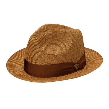 Dobbs Rosebud Milan Straw Fedora in Cognac