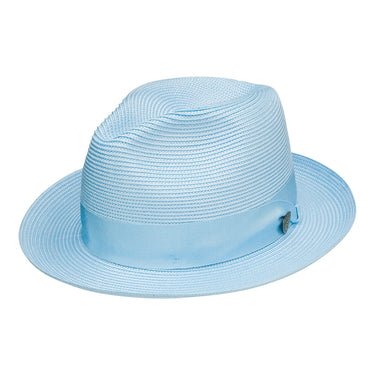 Dobbs Rosebud Milan Straw Fedora in Baby Blue