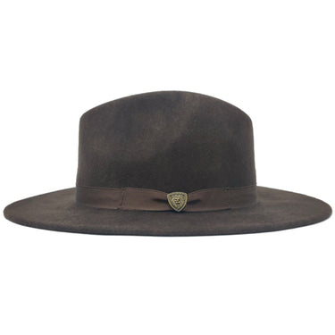 Dobbs Shade Wool Felt Pinch Front Wide Brim Fedora in Brown Mix #color_ Brown Mix