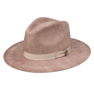 Dobbs Shade Wool Felt Pinch Front Wide Brim Fedora in Beige Mix