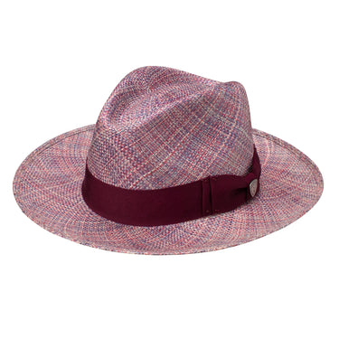 Dobbs Summertime Stroll (Limited Edition) Straw Fedora in Maroon Mix