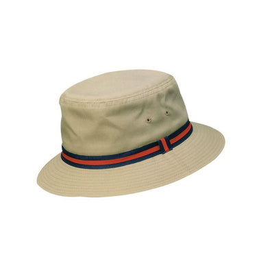 Dorfman Weather Man Water Repellent Poplin Bucket Hat in British Tan