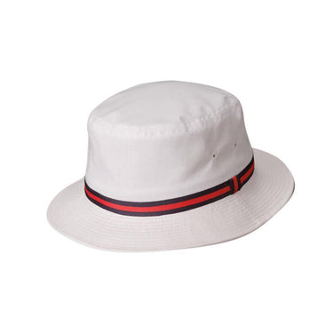 Dorfman Weather Man Water Repellent Poplin Bucket Hat in White