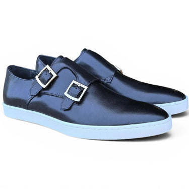 Double Monk Strap Leather Sneaker in Black