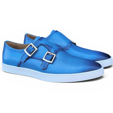 Double Monk Strap Leather Sneaker in Ocean Blue