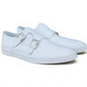 Double Monk Strap Leather Sneaker in White #color_ White
