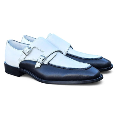 Carrucci Shoes Double Monk Two Tone Loafer in Black White