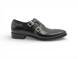 Carrucci Shoes Double Monk Strap Leather Loafer in Black