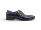 Carrucci Shoes Double Monk Strap Leather Loafer in Navy