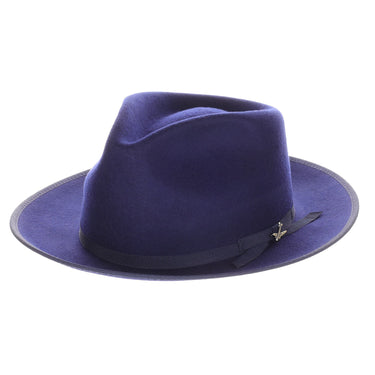 Bruno Capelo Duvall Wool Felt Fedora Hat in Navy Blue #color_ Navy Blue
