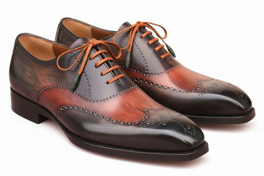Paul Parkman Men's Goodyear Welted Wingtip Oxford Shoes Green & Brown (ID#E271)