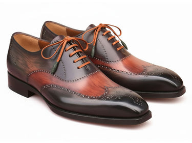 Paul Parkman Men's Goodyear Welted Wingtip Oxford Shoes Green & Brown (ID#E271)