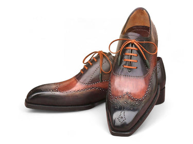 Paul Parkman Men's Goodyear Welted Wingtip Oxford Shoes Green & Brown (ID#E271) — view 2