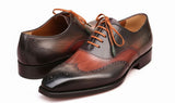 Paul Parkman Men's Goodyear Welted Wingtip Oxford Shoes Green & Brown (ID#E271) — view 3