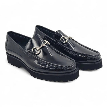 Carrucci Shoes Horse Bit Loafer Lug Sole in Black