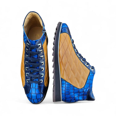 Embossed Alligator High Top in Blue Cognac