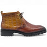 Embossed Chukka Boot Lug Sole in Brown Cognac #color_ Brown Cognac