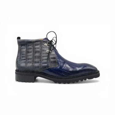 Embossed Chukka Boot Lug Sole in Navy Gray
