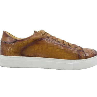 Embossed Leather Fashion Sneaker in Cognac