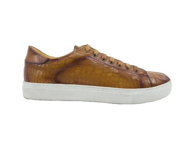 Embossed Leather Fashion Sneaker in Cognac