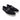 Embossed Leather Strap Linen Sneaker in Black #color_ Black