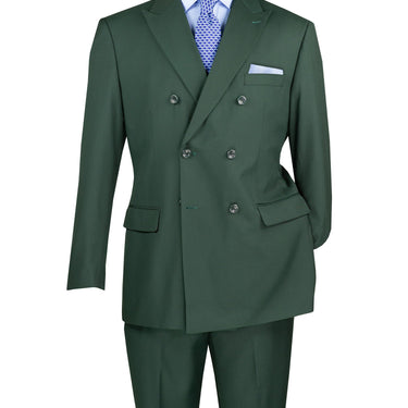 Vinci Hunter Green Regular Fit Double Breasted Suit - F-DC900