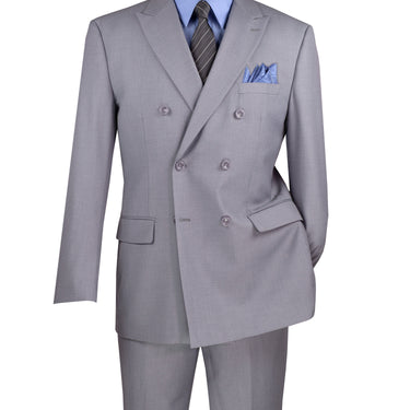 Vinci Light Gray Regular Fit Double Breasted Suit - F-DC900