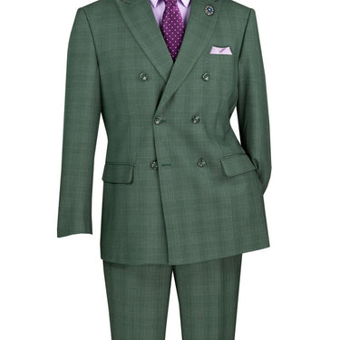 Vinci Forest Green Regular Fit Double Breasted Suit - F-DRW1