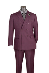 Vinci Burgundy Regular Fit Double Breasted Suit - F-DRW2