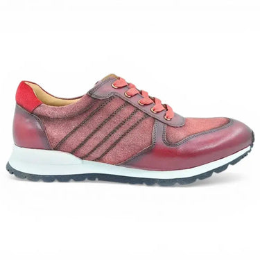 Fashion Sneaker Calfskin with Canvas inlaid in Burgundy