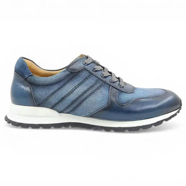 Fashion Sneaker Calfskin with Canvas inlaid in Blue