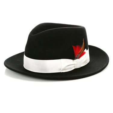 Ferrecci Crushable Wool Fedora Hat Perfect Travel Companion in Black / White