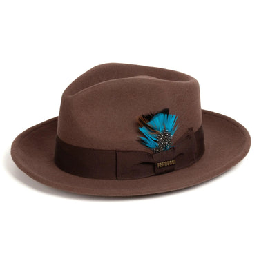 Ferrecci Crushable Wool Fedora Hat Perfect Travel Companion in Brown