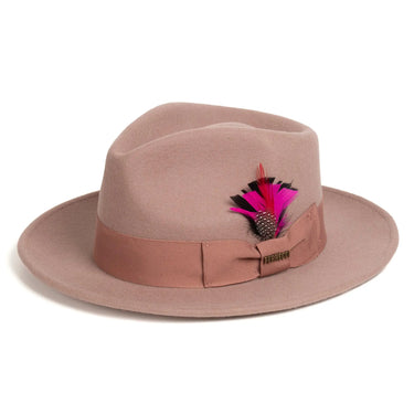Ferrecci Crushable Wool Fedora Hat Perfect Travel Companion in Dusty Pink