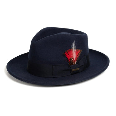 Ferrecci Crushable Wool Fedora Hat Perfect Travel Companion in Navy