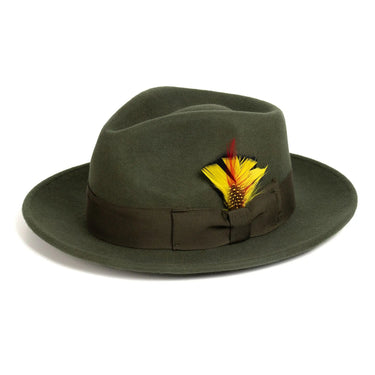 Ferrecci Crushable Wool Fedora Hat Perfect Travel Companion in Olive Green