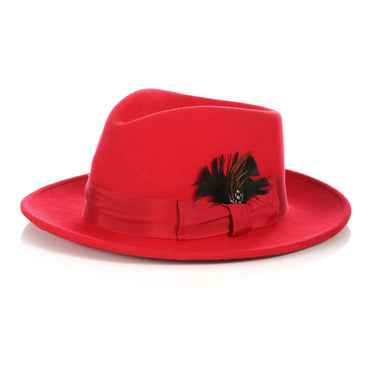 Ferrecci Crushable Wool Fedora Hat Perfect Travel Companion in Red
