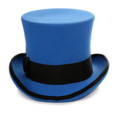 Ferrecci Premium Top Hat in Royal Blue & Black Wool Victorian Elegance in