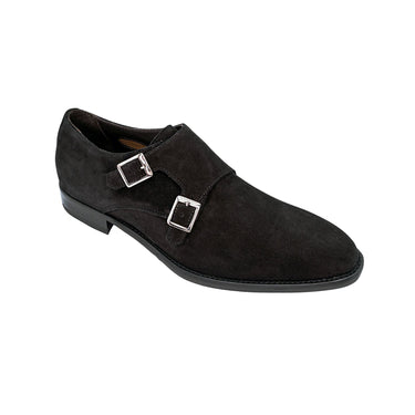 Giovacchini Francesco in Black Suede Double-Monk Strap Shoes in Black #color_ Black