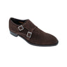 Belvedere Francesco in Brown Suede Double Monk Strap Shoes in Brown #color_ Brown