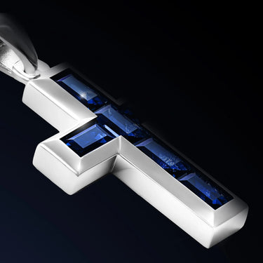 Gemstone Cross Pendant - Sapphire