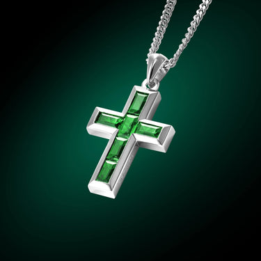 Gemstone Cross Pendant - Emerald