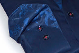 Geo Button-Up Shirt With Contrast Details // Navy // Contemporary Fit (Regular)