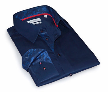Geo Button-Up Shirt With Contrast Details // Navy // Contemporary Fit (Regular)