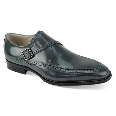 Giovanni Amato Genuine Leather Monk Strap Slip-On Shoe Grey