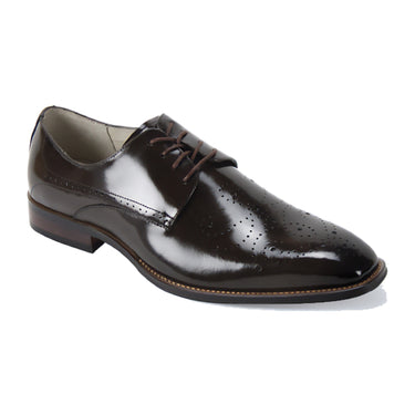 Giovanni Joel Perforated Patina Blucher Dress Shoe in Chocolate Brown