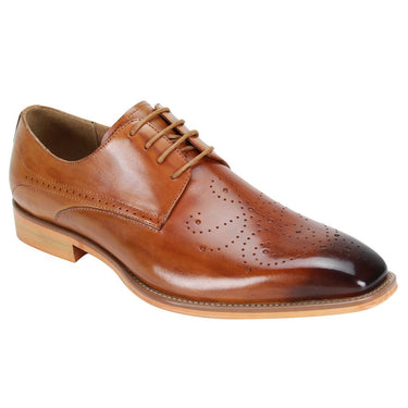 Giovanni Joel Perforated Patina Blucher Dress Shoe in Tan #color_ Tan