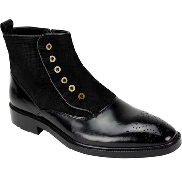 Giovanni Kendrick Leather Button Up Dress Boot in Black #color_ Black