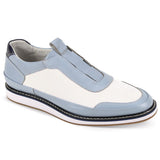 Giovanni Levi Leather Slip-On Trainers in Blue / White