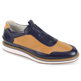 Giovanni Levi Leather Slip-On Trainers in Navy / Tan